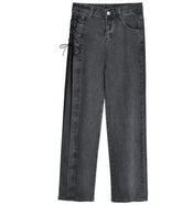 High Waist Side Lace Up Jeans